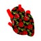 Heart of patriot of Russia. Traditional Russian pattern. Anatomical heart of Russia