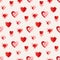 Heart pattern, candy cane, peppermint striped textured hearts seamless background