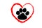heart with paw icon on white background