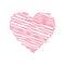 Heart - pencil scribble sketch drawing in pink on white background. Valentine card