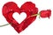 Heart from petals with red rose love topic on Valentine\'s and mo