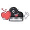 With heart piano mascot cartoon style