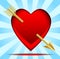 Heart pierced by an arrow, postal to the day of saint Valentin