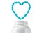 Heart Pills, tablets, drugs or vitamins. White bottle with pill in capsule. Medicine Concept for pharmacy, hospital, doctor