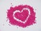 Heart from pink beads, a Valentine`s Day card