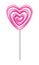 Heart pink lollipop candy vector illustration.