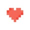 Heart in pixel art style on white background. Design for website, games and app.