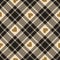 Heart plaid pattern print in black, gold brown, beige. Seamless dark Valentines Day tartan check vector for skirt, flannel shirt.