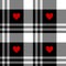 Heart plaid pattern print in black, red, white. Herringbone asymmetric tartan check for spring summer autumn winter flannel shirt.