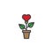 Heart plant in flower pot filled outline icon