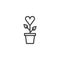 Heart plant in flower pot line icon