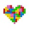 Heart from plastic toy blocks.
