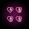 Heart, plus, check, minus sign neon icon. Simple thin line, outline vector of web icons for ui and ux, website or mobile