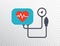 Heart pressure icon in flat style. Arterial blood pressure checking concept. Blood pressure meter isolated on transparent backgrou