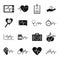 Heart pulse beat icons set, simple style