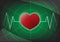 Heart and pulse on green background