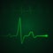 Heart pulse on green display. Heartbeat graphic or cardiogram. Medicine monitoring stress rate. Vector illustration