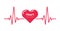 Heart pulse. Heartbeat line, cardiogram. Red and white colors. Beautiful healthcare, medical background. Modern simple design.