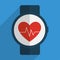 Heart with pulse inside clock of fitness concept