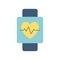 Heart pulse inside smartwatch flat style icon vector design