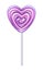 Heart purple and pink lollipop candy vector illustration.