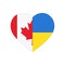 Heart puzzle pieces of Canada and Ukraine flags, partnership, symbol of love and peace