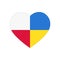 Heart puzzle pieces of Poland and Ukraine flags, partnership, symbol of love and peace