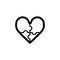 Heart puzzle vector icon. Black and white love illustration. Outline linear icon of heart.
