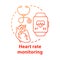 Heart rate control tools concept icon. Cardiological health monitoring idea thin line illustration. Stethoscope