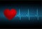 Heart rate graph. Heart beat. Ekg icon wave. Turquoise color.