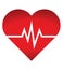 Heart rate icon - health monitor. Red Heart Rate.Blood pressure vector icon, heart cheering cardiogram, good health logo,