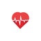 Heart rate icon - health monitor. Red Heart Rate.Blood pressure vector icon, heart cheering cardiogram, good health logo, healthy