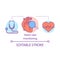 Heart rate monitoring concept icon. Cardiological health control idea thin line illustration. Stethoscope, equipment for