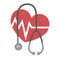 Heart rate and stethoscope medicine and cardiology healthcare isolated icon