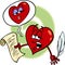 Heart reading love poem cartoon