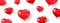 Heart red balloons long banner. Realistic foil balloon shape heart. Celebration background. Happy Valentine`s Day