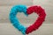 Heart - red and blue confetti heart- shaped, copy space