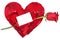 Heart with red rose love topic on Valentine\'s and mothers day, w