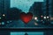 Heart Reflection on Rainy Window: City Lights and Love's Melancholy - Generative AI