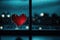 Heart Reflection on Rainy Window: City Lights and Love's Melancholy - Generative AI