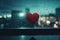 Heart Reflection on Rainy Window: City Lights and Love's Melancholy - Generative AI