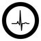 Heart rhythm ekg black icon in circle vector illustration isolated .