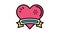 heart with ribbon logo color icon animation