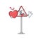 With heart road work sign isolated the cartoon