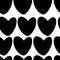 Heart romantic doodle seamless pattern with black hearts. Shape on white background in hand drawn hipster grunge style.