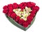 Heart of roses and orchids Cymbidium on a white background