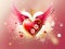 Heart\\\'s Soiree: Wings of Love in Pink and Gold Symphony. Generative AI