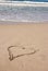 A heart on sandy beach