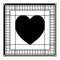 Heart in screen workspace graphic design in black dotted contour