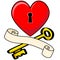 Heart Scroll and Key